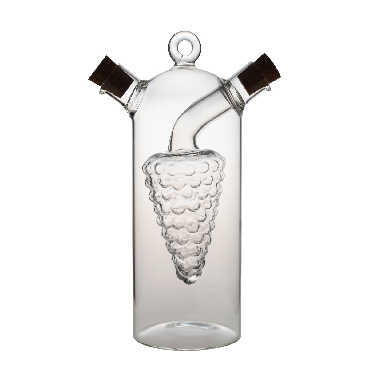 HY1139 100/300ML 2 in 1 Grape Design Borosilicate Glass Oil & Vinegar Bottle