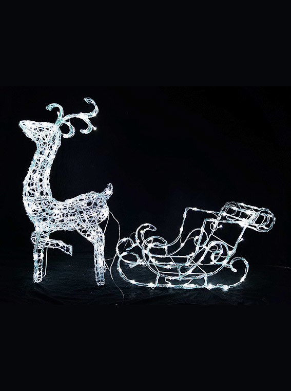 Acrylic Reindeer with Sleigh