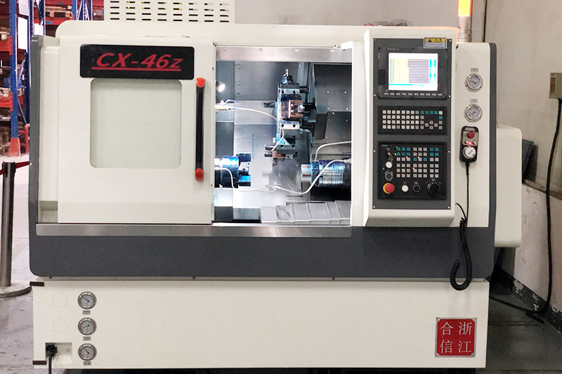 Single-tool tower double-spindle turn-milling compound machine tool CX-46Z serves the intelligent manufacturing production site of XXX pipe joint fittings. Single-tool tower double-spindle turn-milling compound machine tool CX-46Z serves the intelligent manufacturing production site of XXX pipe joint fittings.
