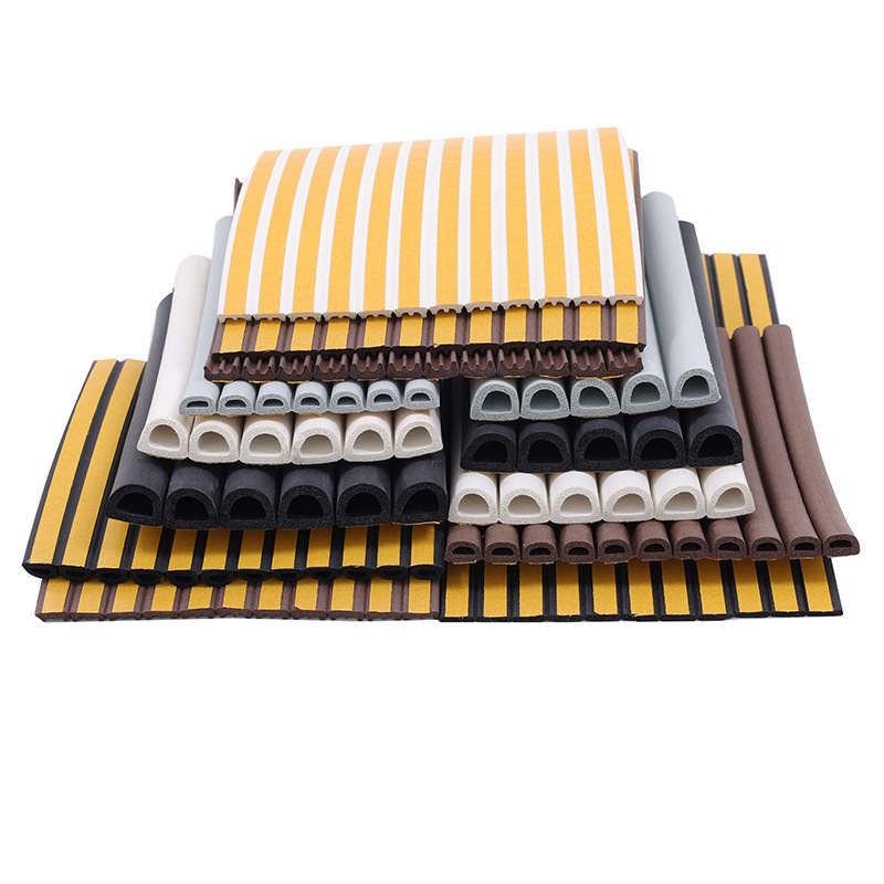D type self-adhesive door and window sealing strip E/P/L type anti-theft door wooden door door gap sound insulation rubber anti-collision strip factory
