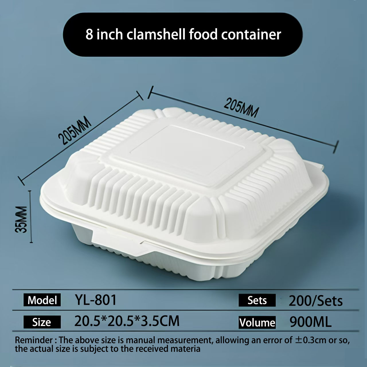 8 inch clamshell food container