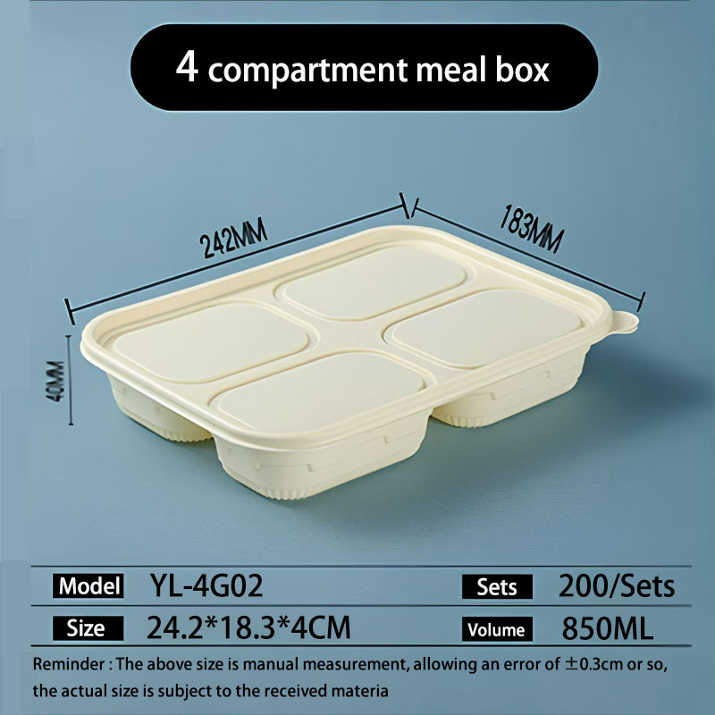 4 Compartment Cornstarch Based Meal Box(4G02)