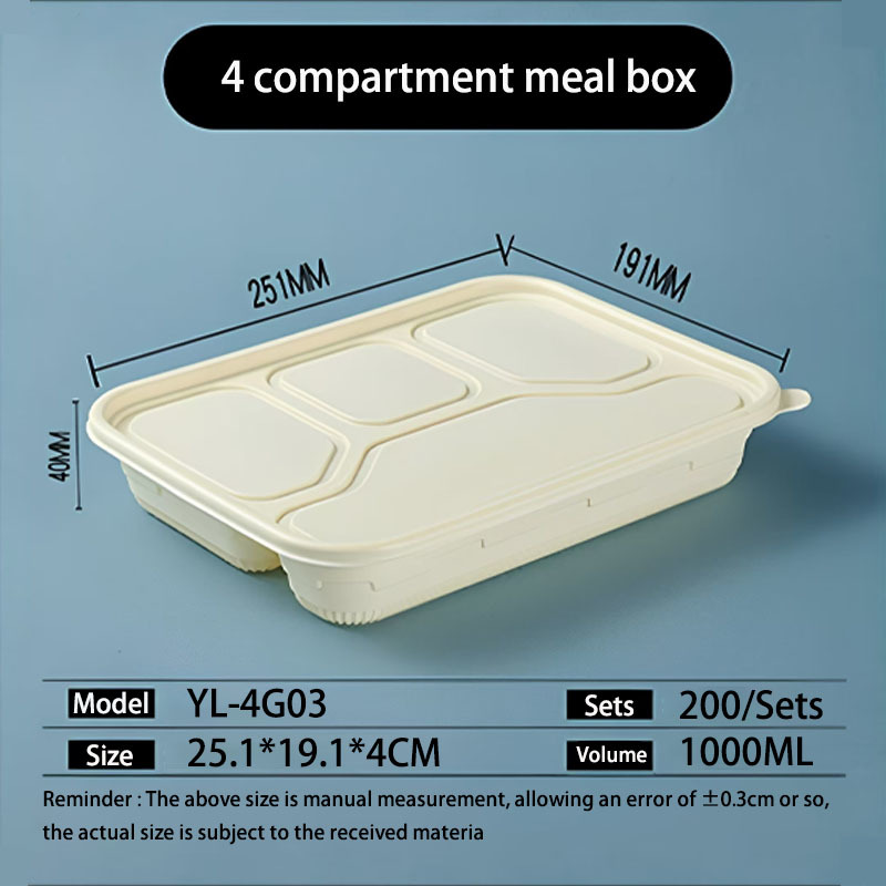 4 Compartment Cornstarch Based Meal Box