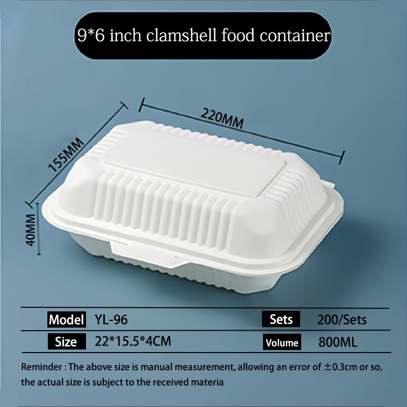 9*6 inch clamshell food container