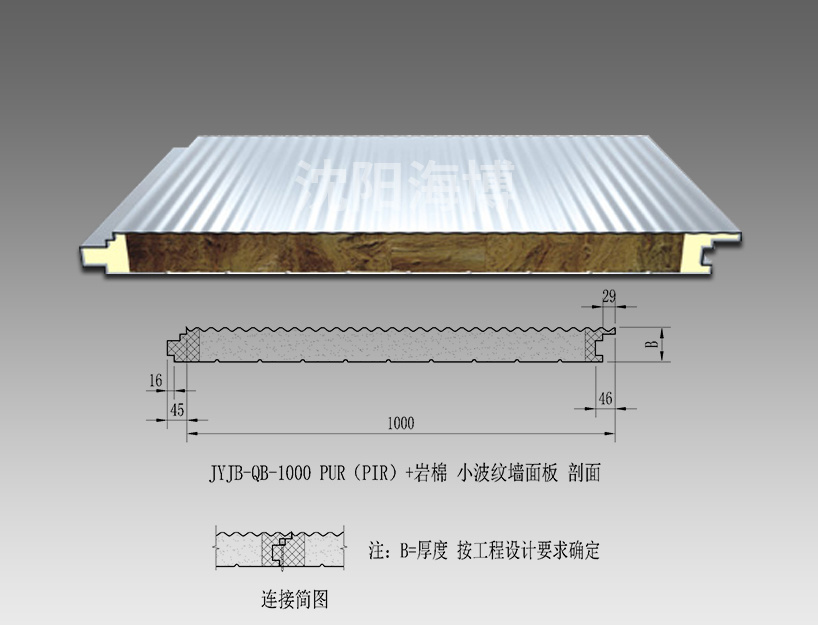 PUR（PIR）+巖棉 小波紋墻面板