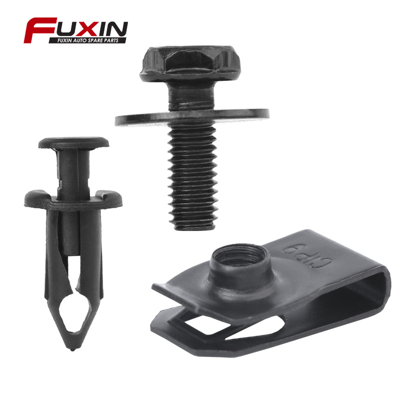 metal U type fender liner lining guard plate nut retainer car engine panel fixed clamp fastener clips self tapping screw base