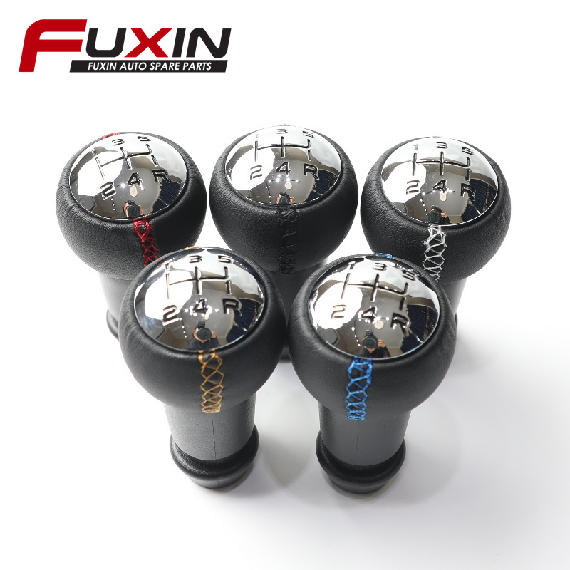 5 Speed Black leather blue red yellow black white color stitching Gear Stick Shift Knob For Peugeot 106 107 206 207 306 307 406