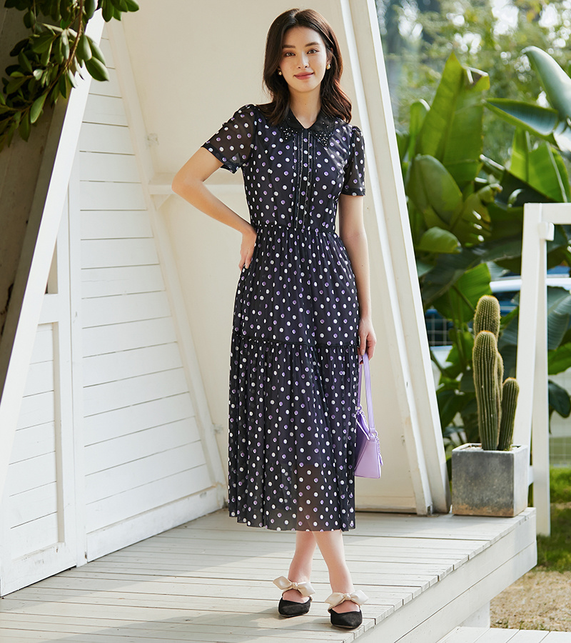 2023 Spring and Summer New Elegant Series Tall and Slimming Polo Dot Printed dress