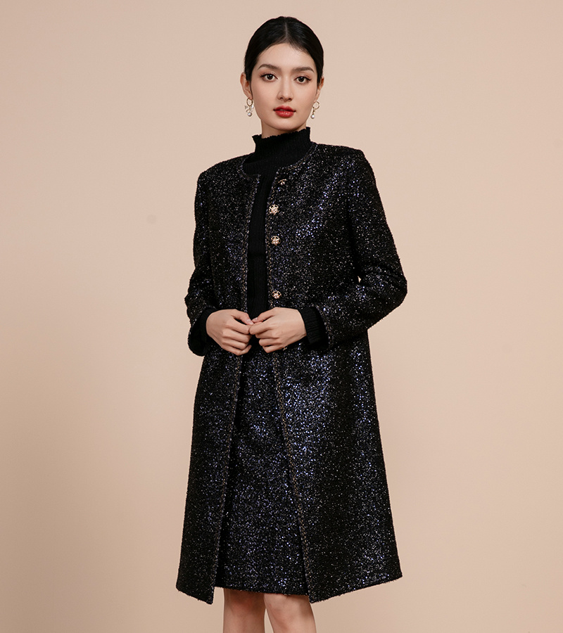 2025 Autumn/Winter New Elegant Series Shining Galaxy Simple Chanel-style Long Coat