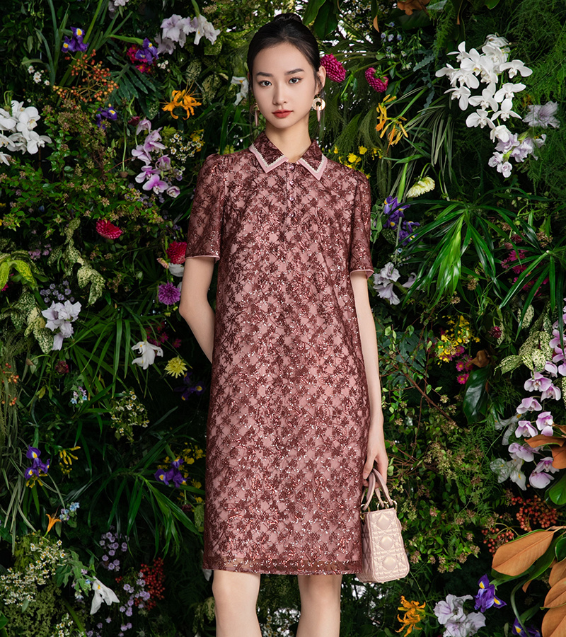 2024 spring and summer new elegant series elegant and dignified lace jacquard mesh dress