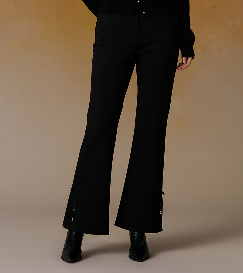 2024 Autumn/Winter New Elegant Series Retro Chinese Style Commuter Slit Flared Trousers
