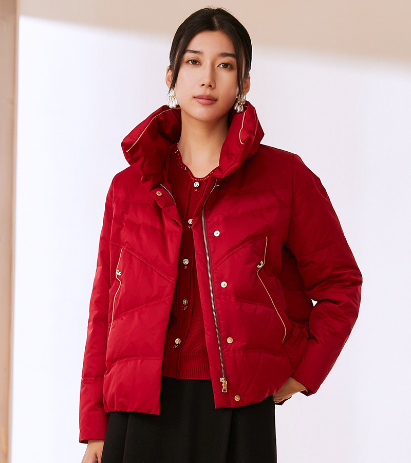 2023 Autumn and Winter New Elegant Series Fresh Satin Glossy Short Down Jacket