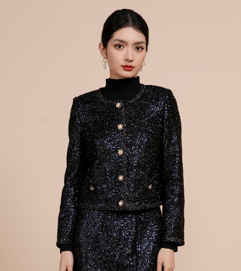 2025 Autumn/Winter New Elegant Series Shining Galaxy Little Chanel-Style Fashion Boxy Jacket