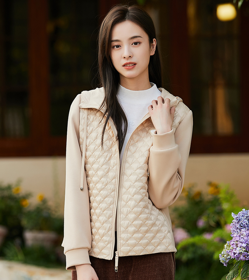 2023 autumn and winter new casual series sports stitching hooded drawstring jacket