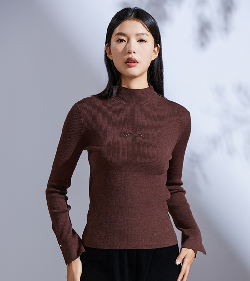 2024 Autumn/Winter New Product Leisure Series Advanced Versatile Half High Collar Knitted Bottom Shirt