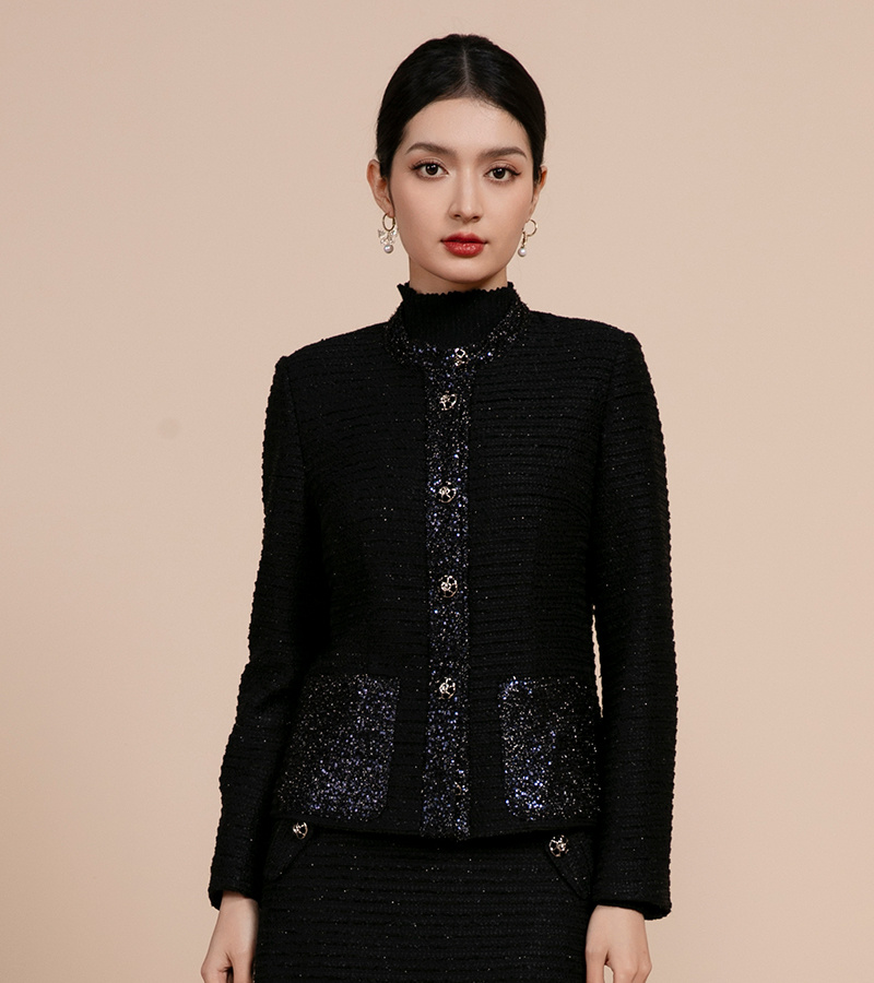 2025 Autumn/Winter New Elegant Series Shining Galaxy Little Chanel Style Patchwork Tweed Coat