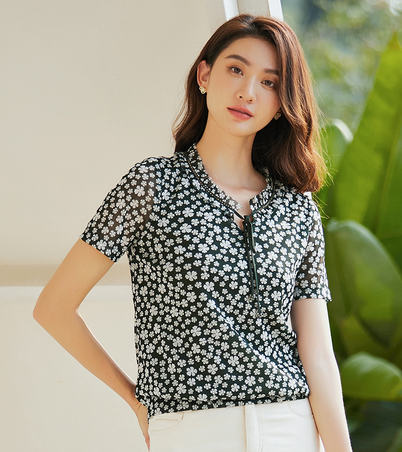 2023 Spring and Summer New Elegant Series Romantic Artistic Printed Shirt
