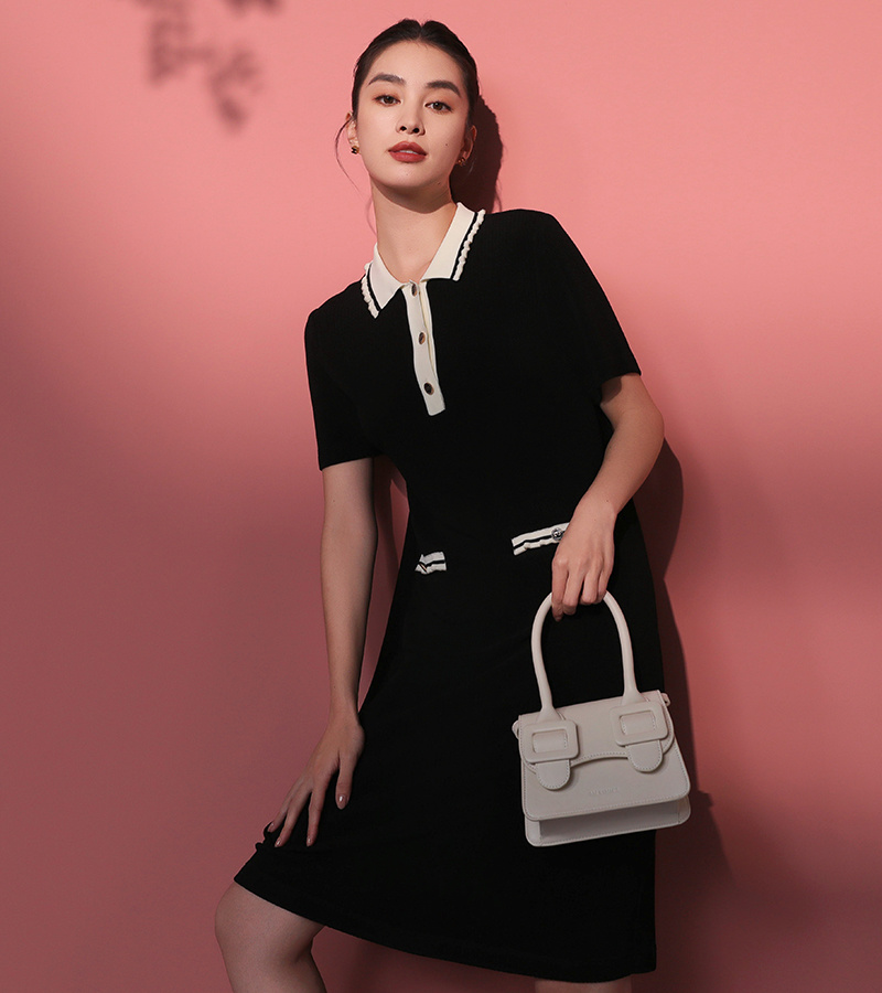 2025 Spring/Summer New Elegant Series Fashionable Elegant Commuter Color-Block Small Fragrance Wind Dress
