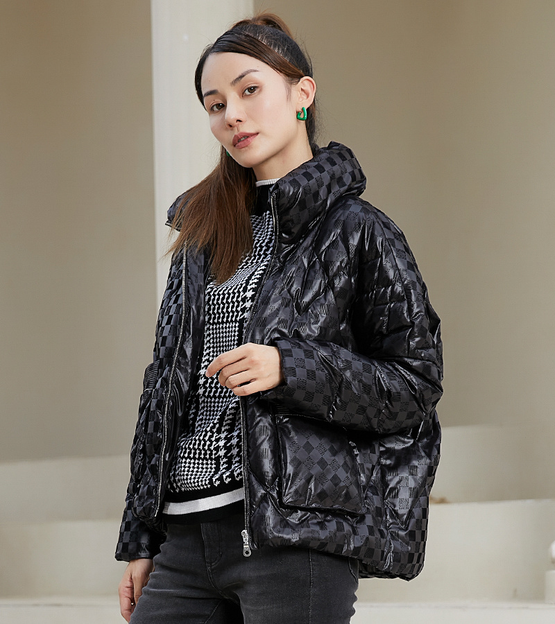 2022 autumn and winter new personalized series black hooded warm coat down jacket