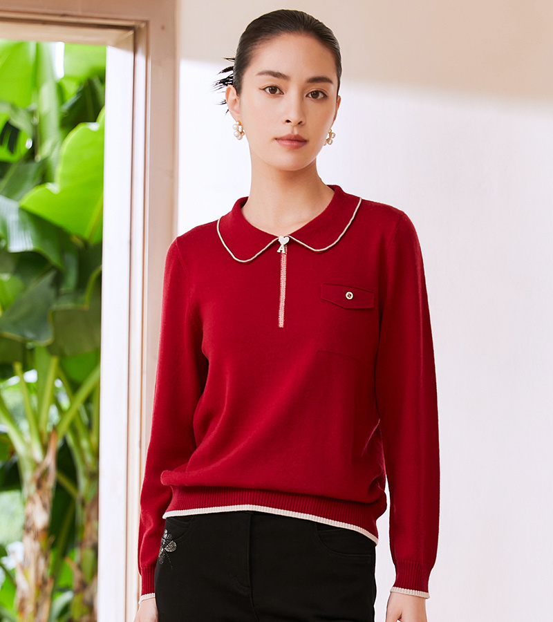 2023 autumn and winter new elegant series elegant festive lapel pullover sweater