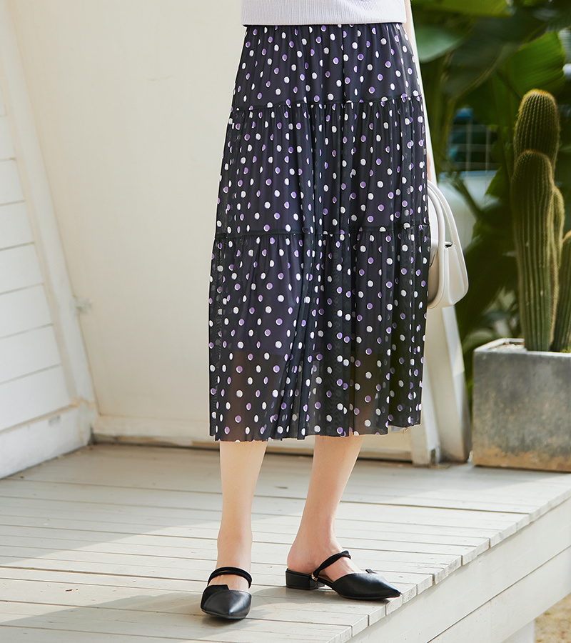 2023 Spring and Summer New Elegant Series Sweet Wave Dot Mesh Cake Skirt