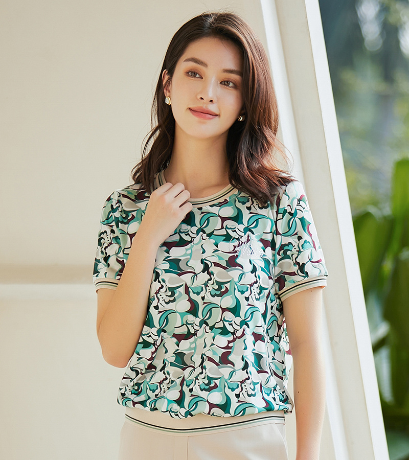 2023 Spring and Summer New Elegant Series Classic Round Neck Pullover Printed Knitwear