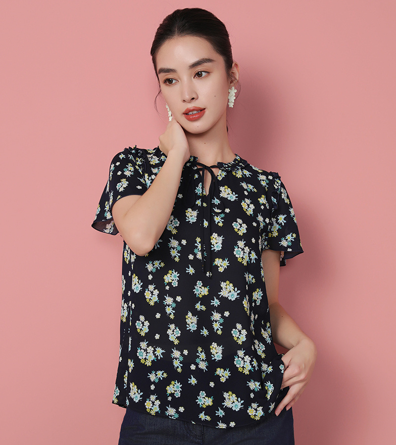 2025 Spring/Summer New Elegant Series Playful and Lively H-type Printed Blouse