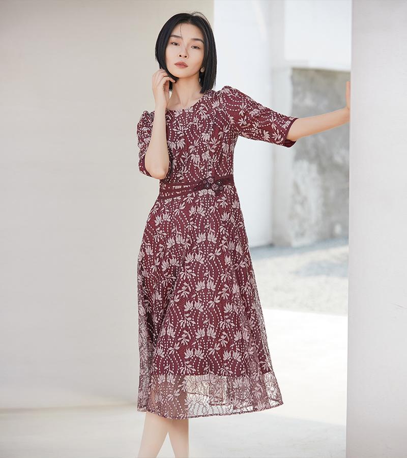 Autumn 2022 new elegant series high temperament mesh embroidery dress