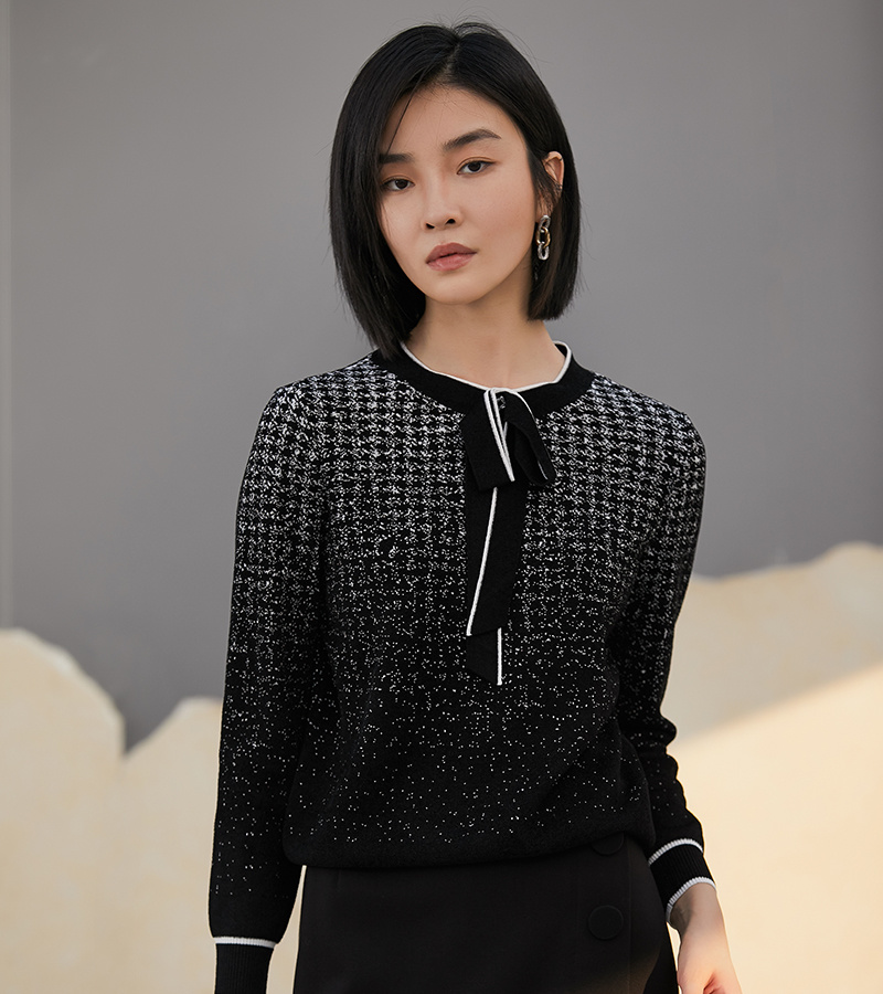 Autumn 2022 New Elegant Series All-match Fashionable Round Neck Sweater Top