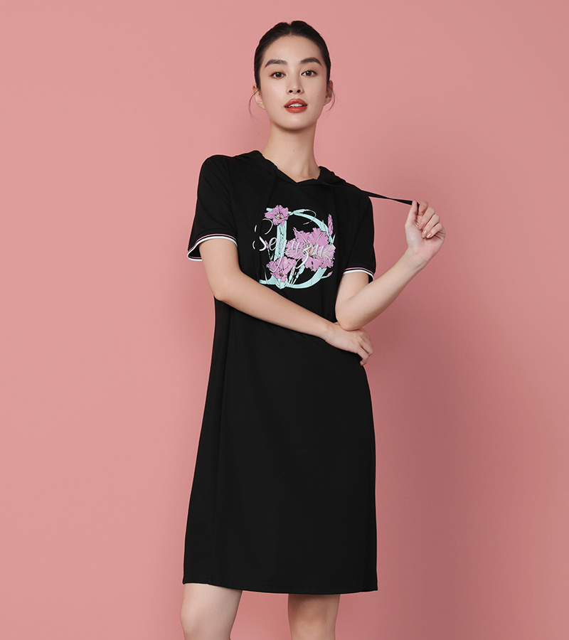 2025 Spring/Summer New Arrivals Casual Series Casual Sports Style Hooded Printed Dress