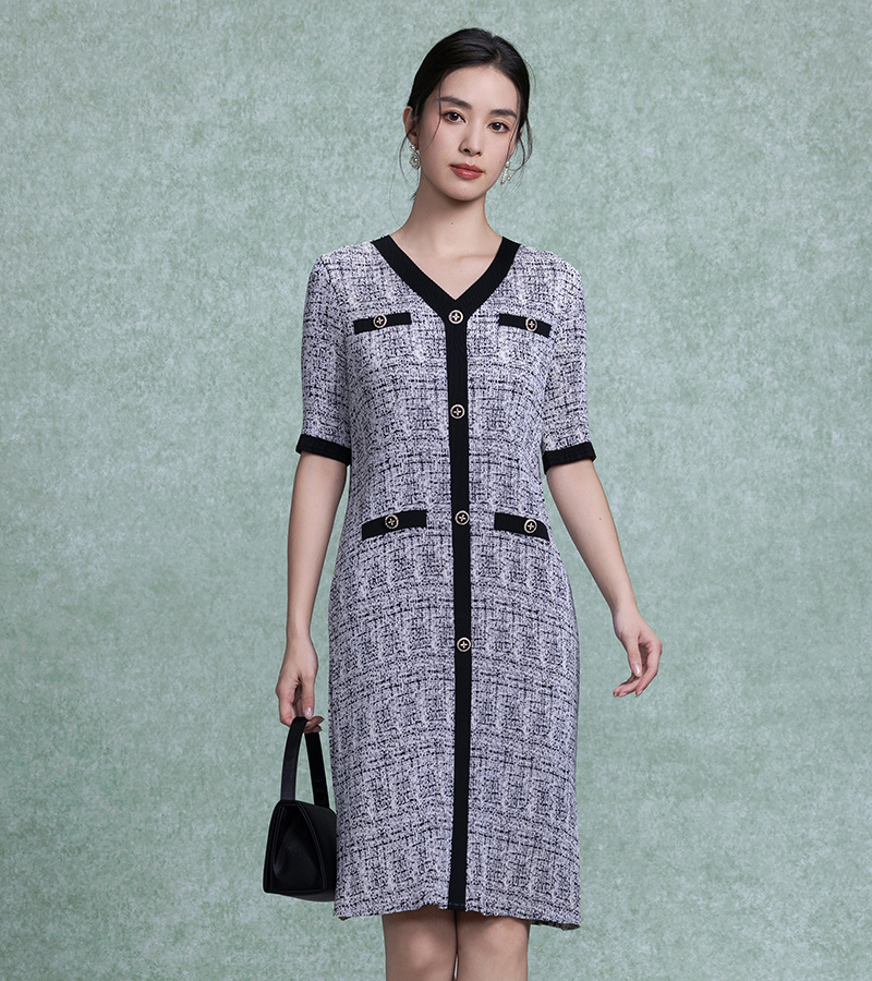 2025 Spring/Summer New Elegant Series High-end Small Fragrance Wind Three-dimensional Pleated Waist Dress