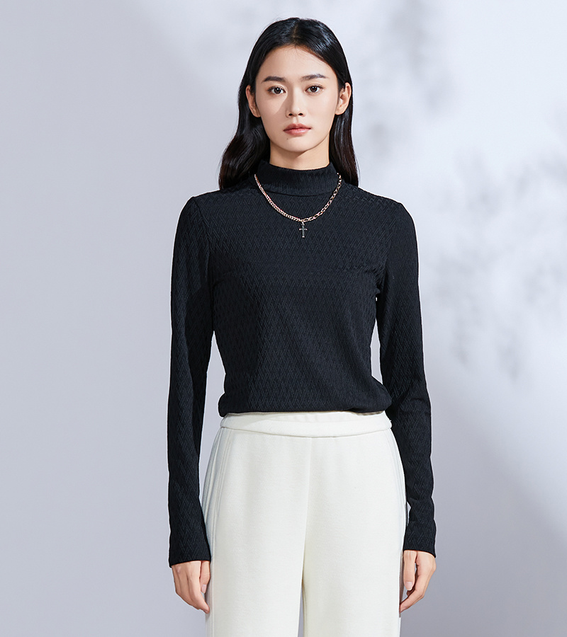 2024 Autumn/Winter New Product Leisure Series Fashion Versatile Knitted Jacquard Bottom Shirt