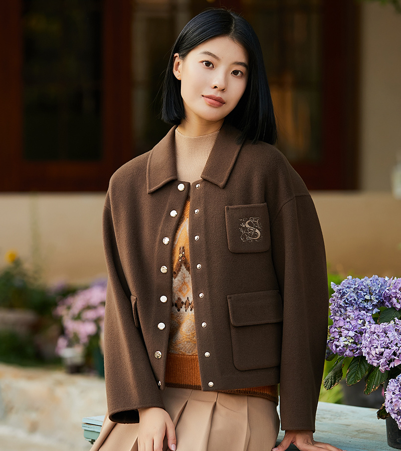 2023 autumn and winter new casual series fashion double-sided tweed shorts coat