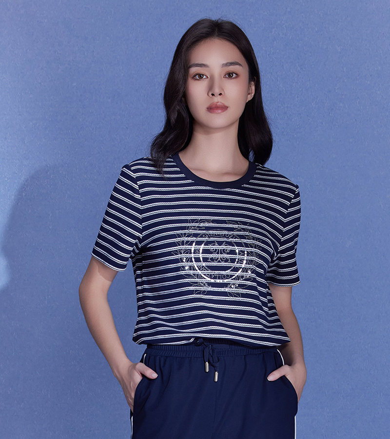 2025 Spring/Summer New Arrivals Casual Series Classic Confident Embroidered Striped T-shirt