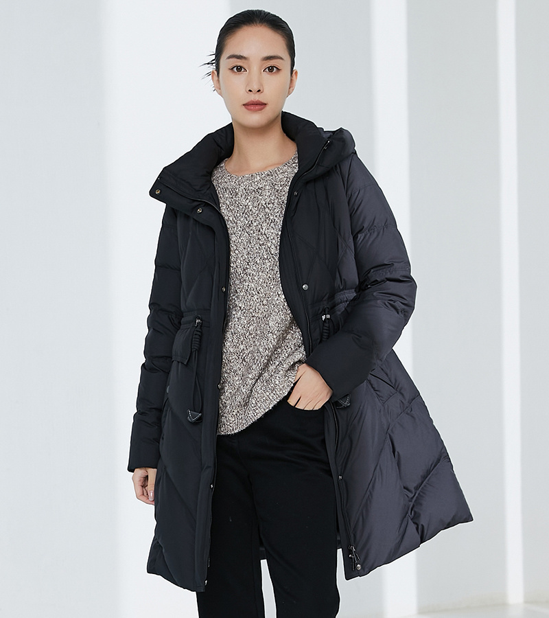 2023 autumn and winter new casual series casual waist hooded down jacket