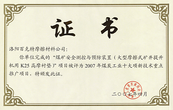 Top Ten New Project Promotion Certificate