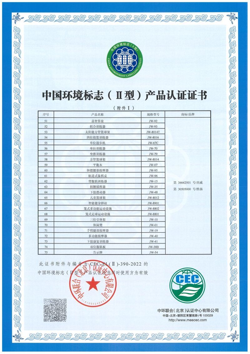 中国环境标志( II型)产品认证证书