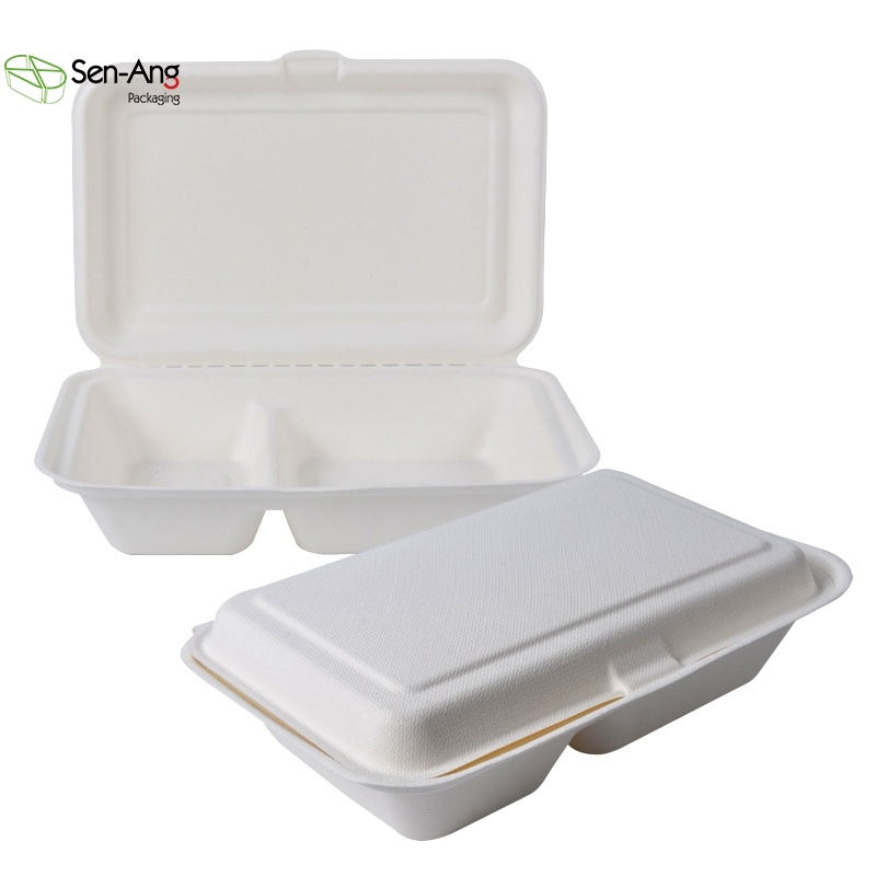 Biodegradable Bagasse Clamshell Food Container with Lid
