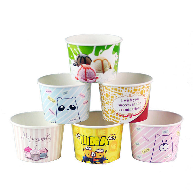 Multi Size Printed Logo Take Away Paper Ice Cream Bowl