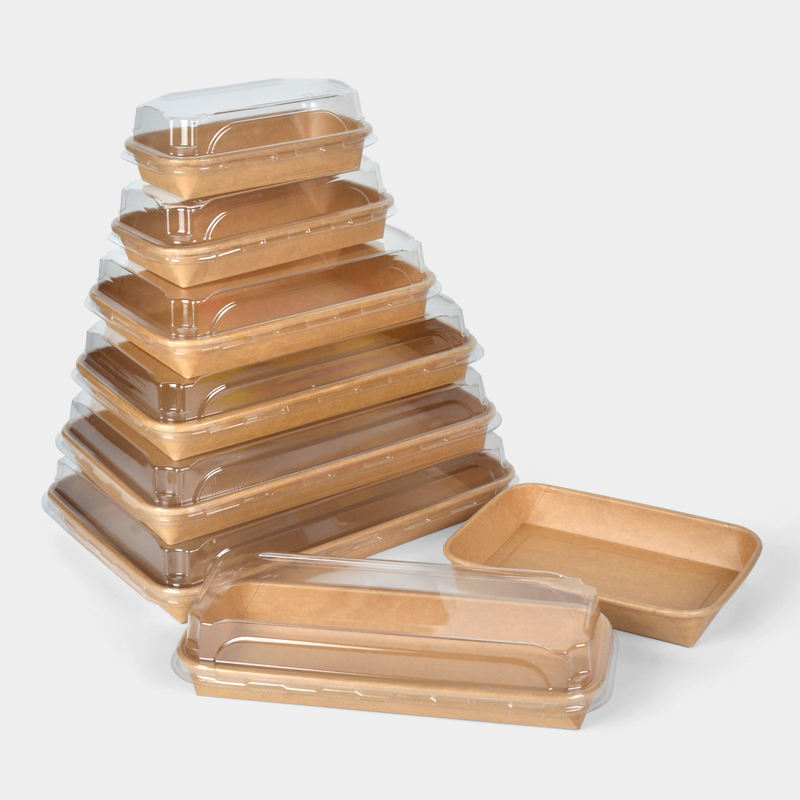 Custom Disposable Biodegradable Take Away Kraft Paper Sushi Boat Box