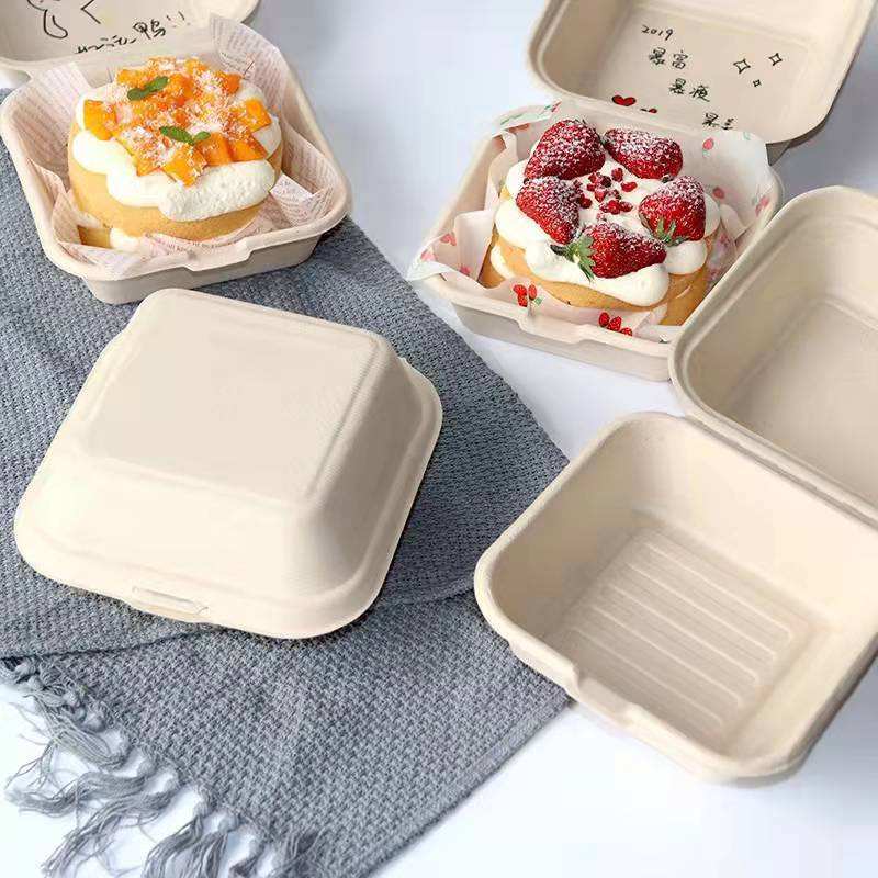 Eco-Friendly Biodegradable Clamshell Sugarcane Hamburger Box