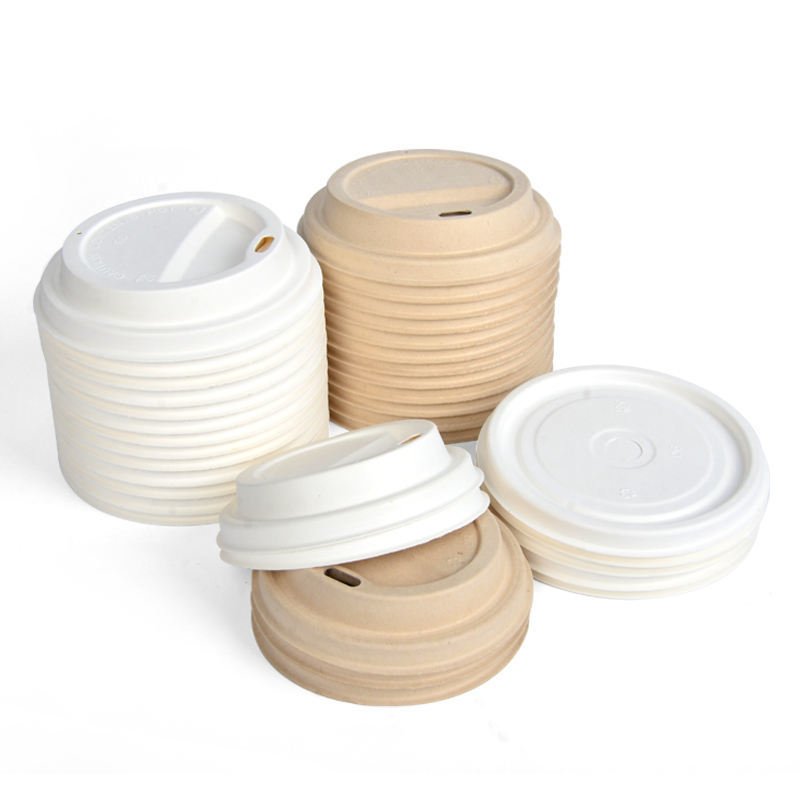 Biodegradable 80mm 90mm Disposable Bagasse Lid For Coffee Cup