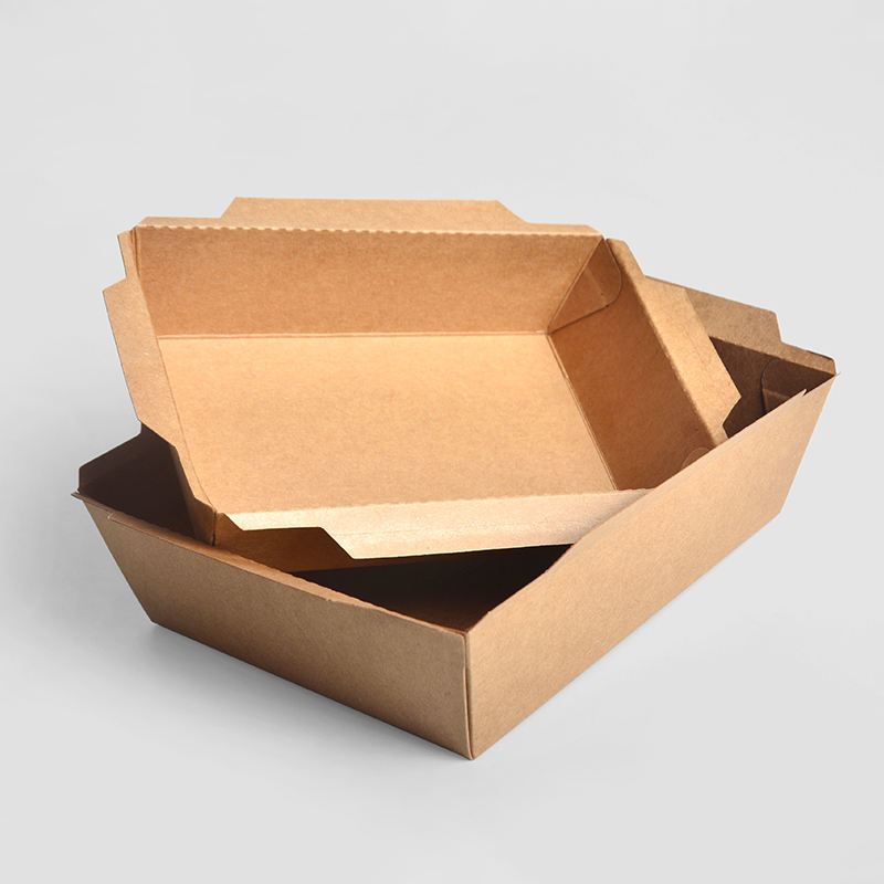 Rectangle Kraft Paper Bento Salad Box with Transparent PET Lids