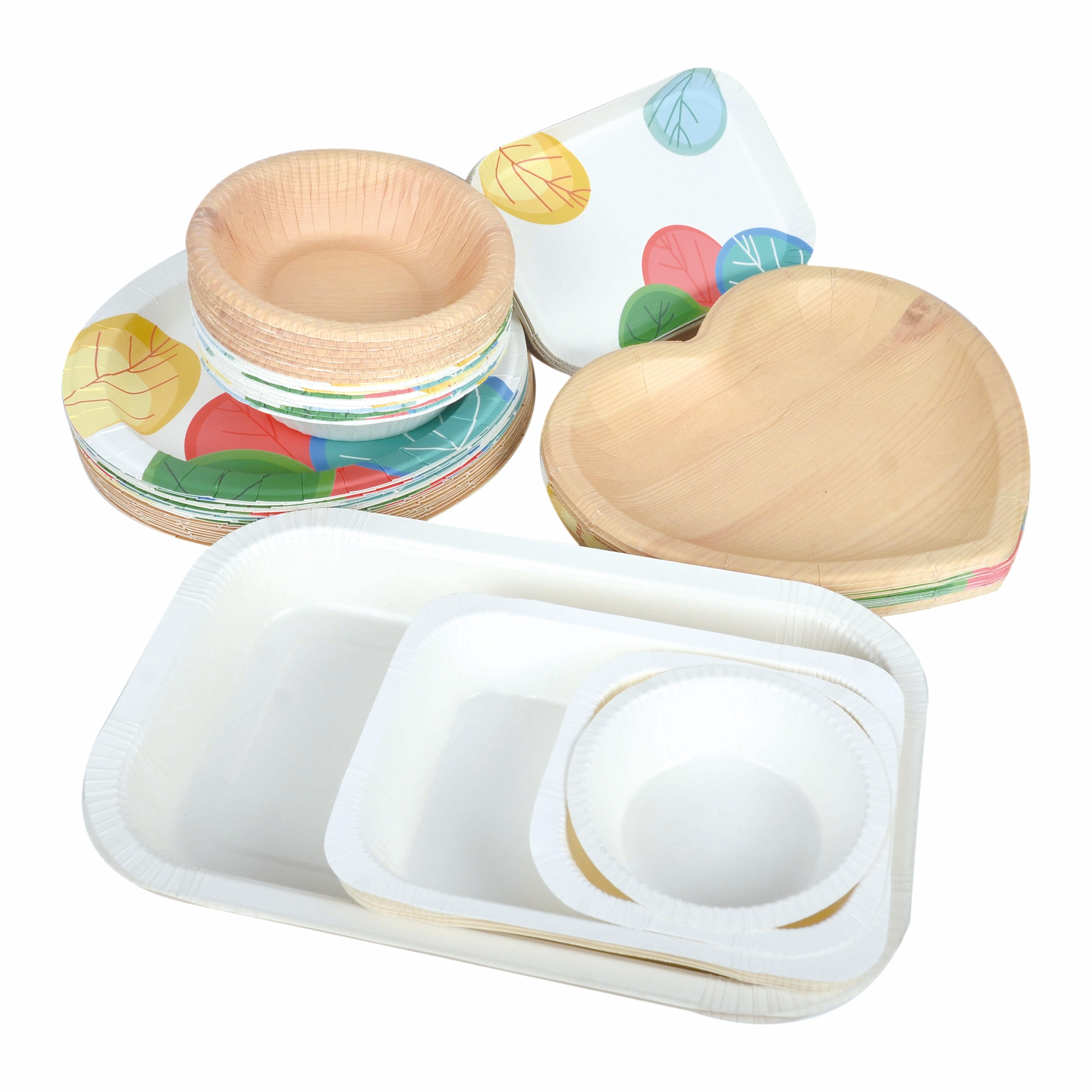 Custom Color Disposable Paper Bowl & Plate Series for Fries Tacos BBQ Paper Packaging