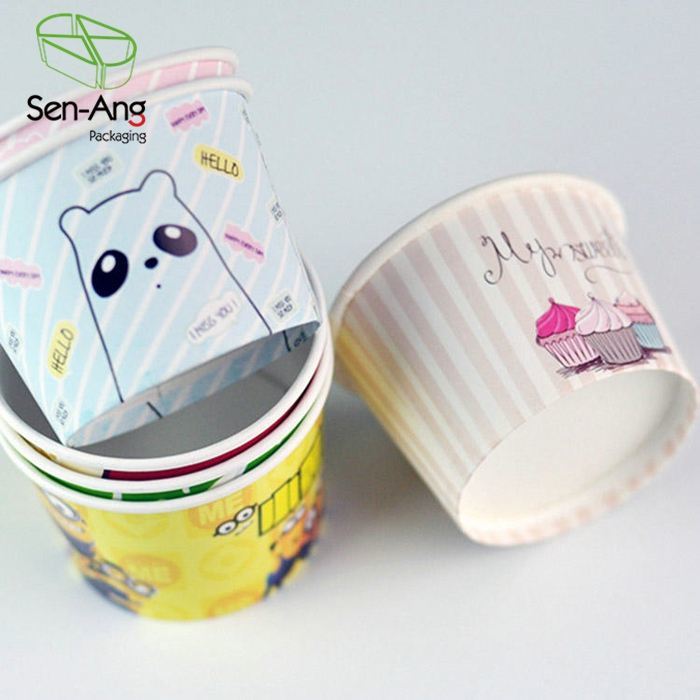 Kraft Paper White Packaging Square Ice Cream Cup