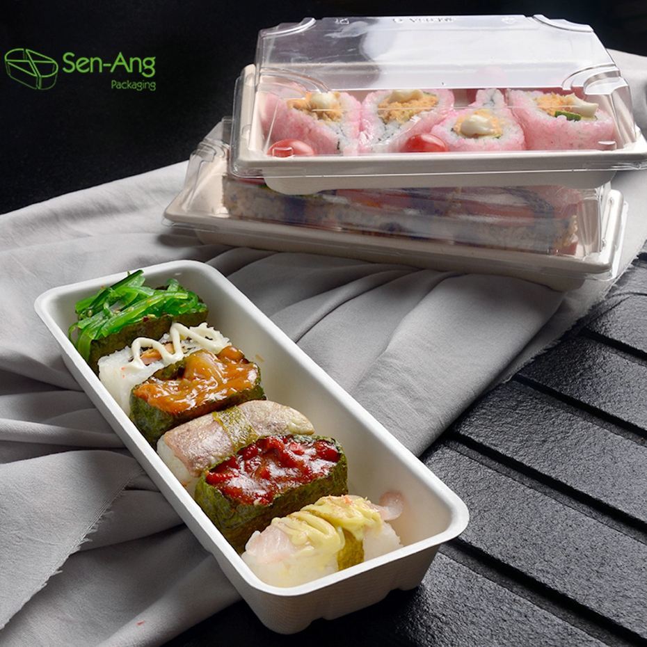 Disposable Compostable Biodegradable Take Out Sugarcane Sushi Box