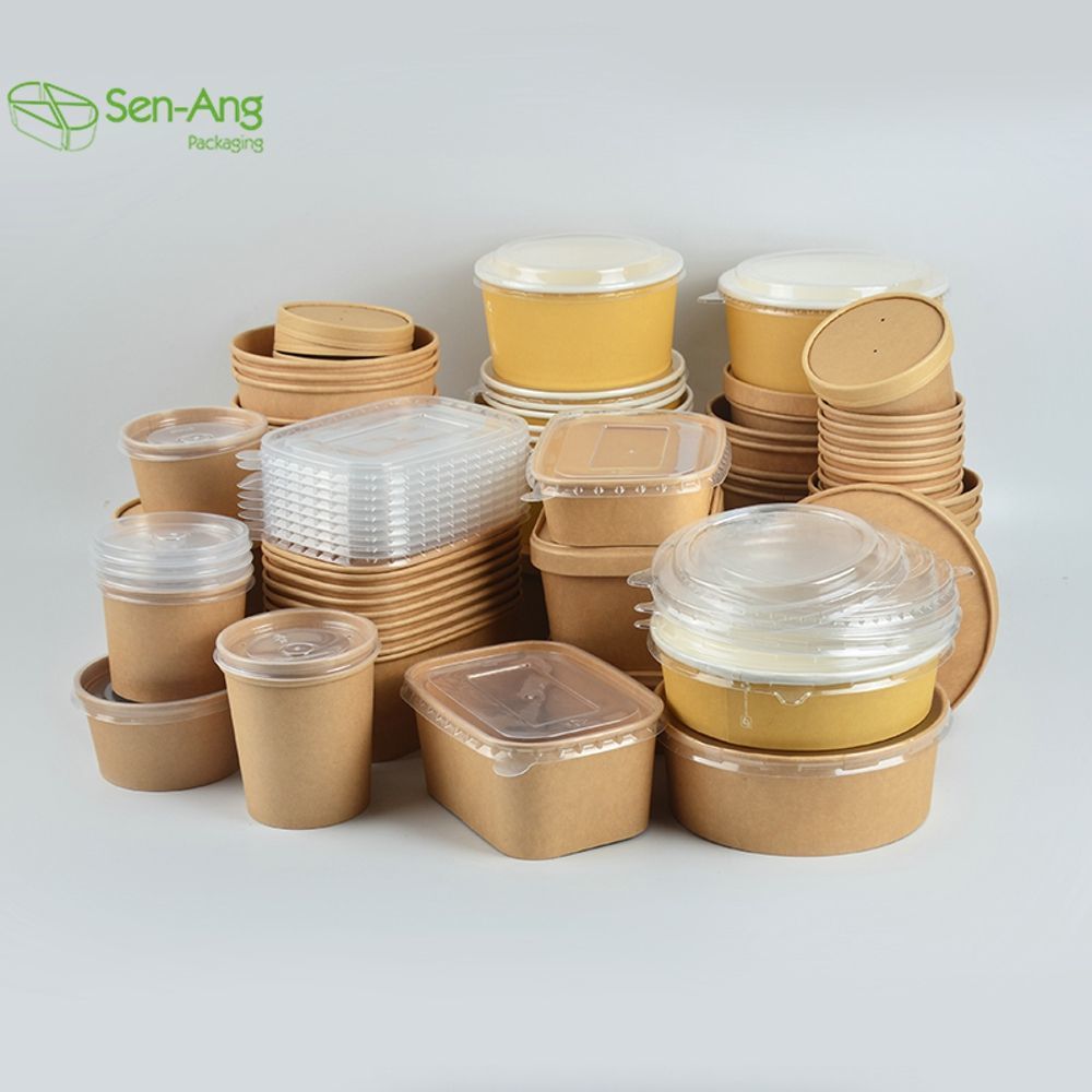Factory Direct Sale Square Round Bottom Salad Kraft Paper Bowl