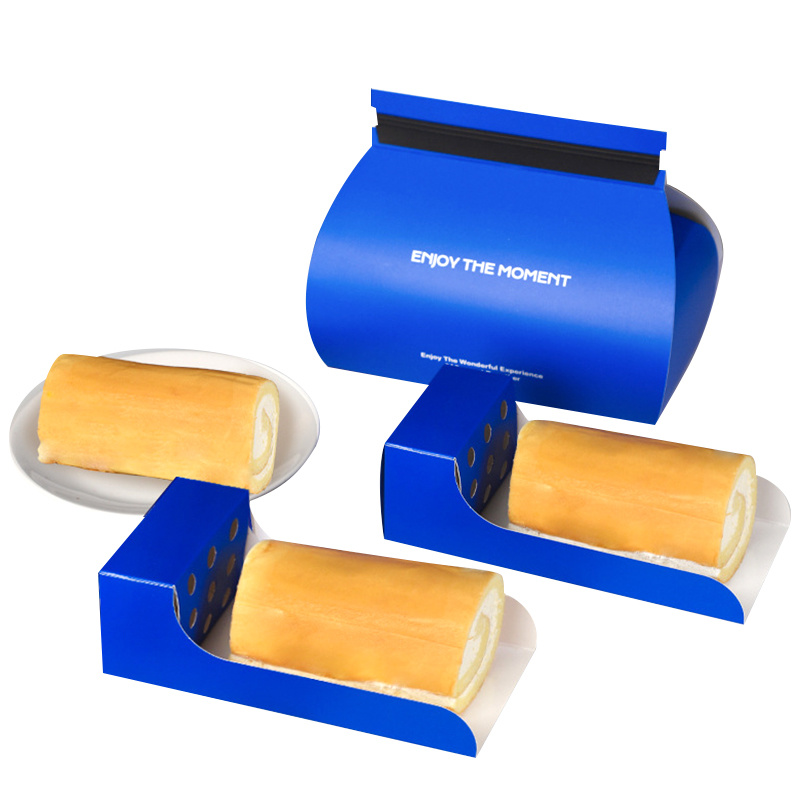 Custom Klein Blue Cardboard Swiss Roll Box Takeaway Paper Cake Box