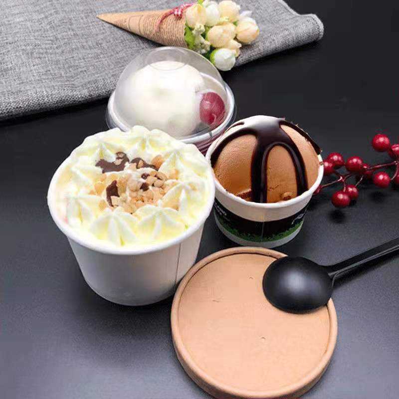 Custom Printed 3oz 5oz 8oz Paper Ice Cream Cups with Lid