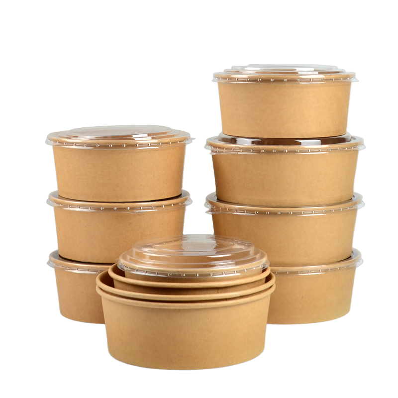 Food Grade Take Away Bowl with Lids Single Wall Fast Food Salad Bowl